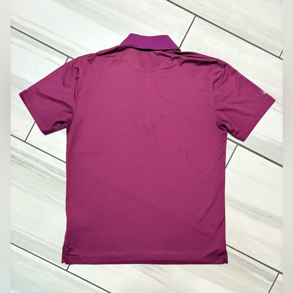 Brooks Brothers Men's Small Polo Shirt Maroon Micro-Dot Stretch Golf Performance - Picture 9 of 16